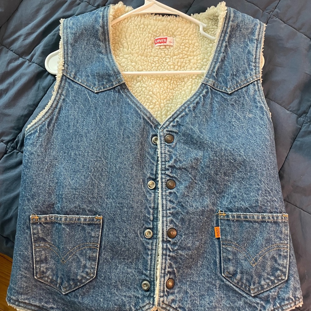 Levi's Blue Denim Vest with Sherpa Lining